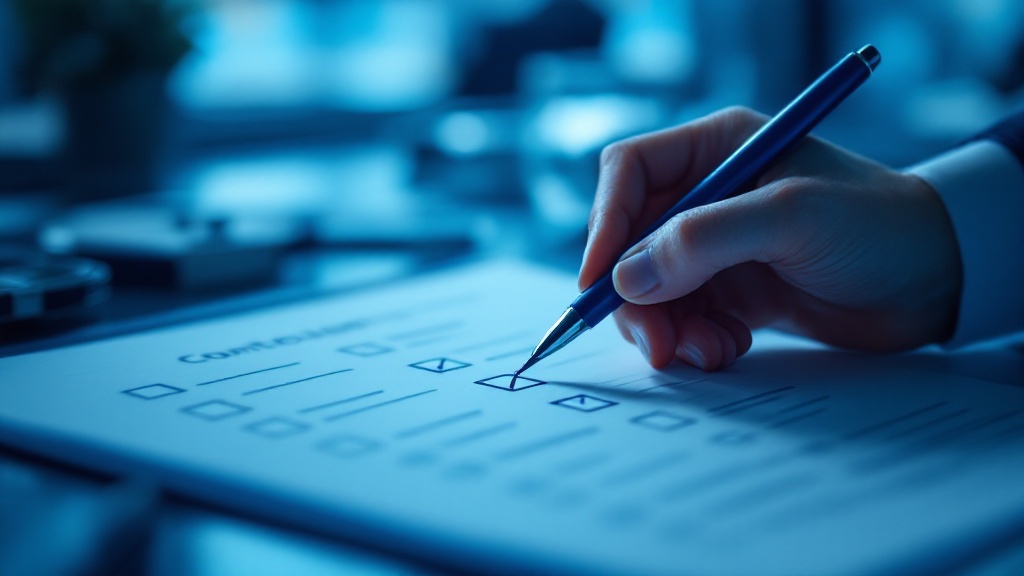 Hand checking items off a control design checklist