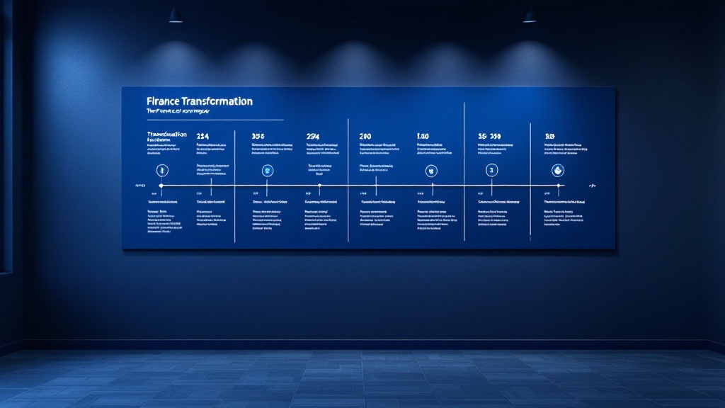 Finance transformation roadmap timeline with phased milestones