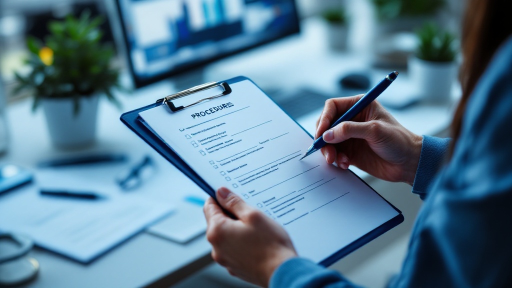 Professional following a printed standard operating procedure checklist
