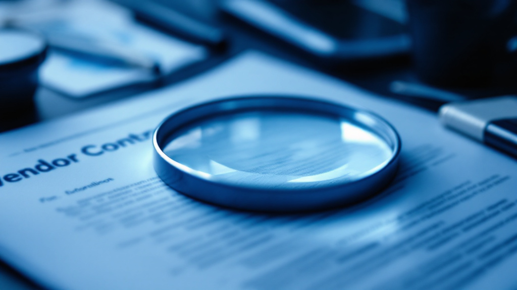 Magnifying glass over a vendor contract document