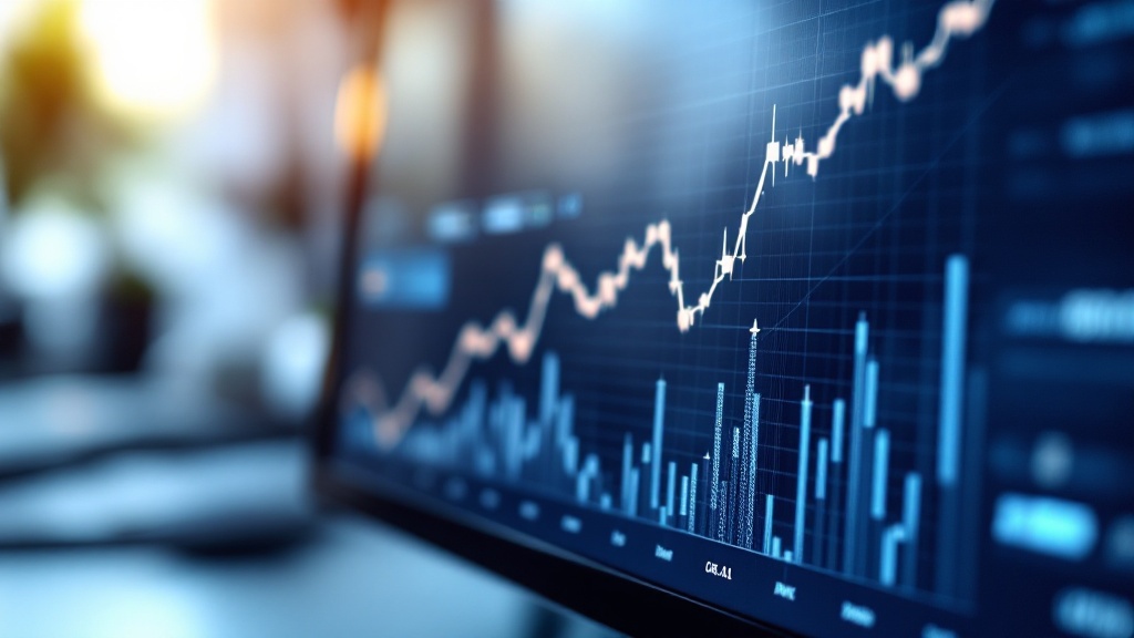 Cash flow line graph trending upward on a monitor