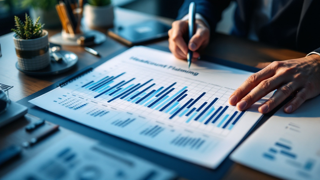 Headcount planning calendar chart on a desk